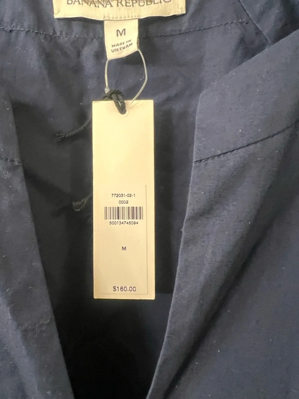 Banana Republic Navy Poplin Puff-Sleeve Mini Dress Sz Medium - Picture 9 of 10